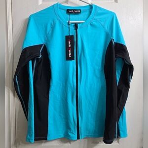 NWT Jack Smith Cyan Blue Full-Zip Athletic Top - 2XL (Slim Fit)